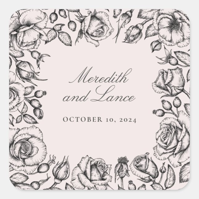 Stickers Mariage rose Rose vintage (Devant)