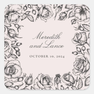 Stickers Mariage rose Rose vintage