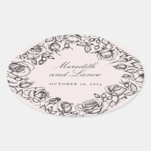 Stickers Mariage rose Rose vintage