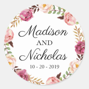 Stickers Mariage rose Rustique