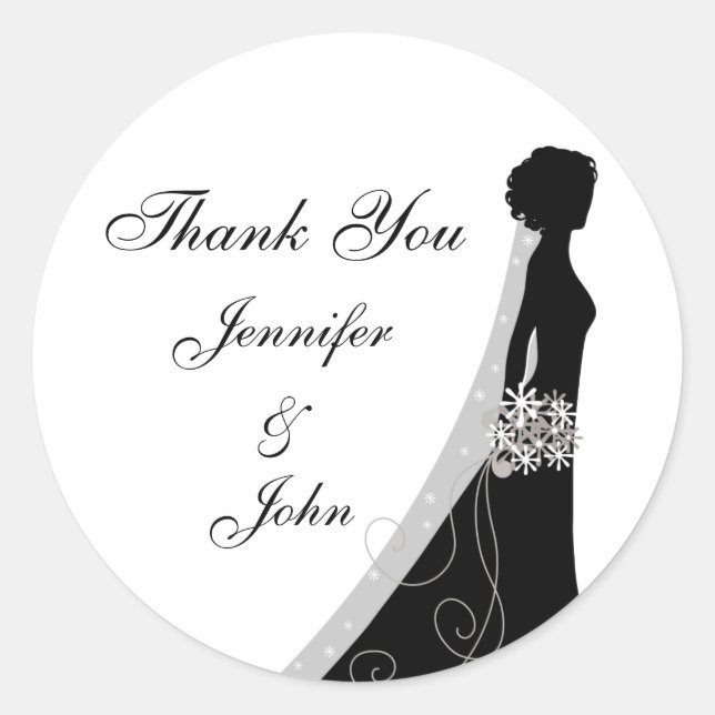 Stickers Mariage Silhouette Bride voilée (Devant)