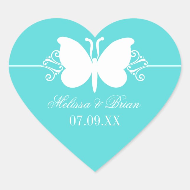 Stickers Mariage Turquoise Butterfly (Devant)