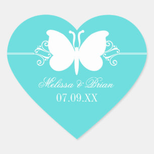 Stickers Mariage Turquoise Butterfly