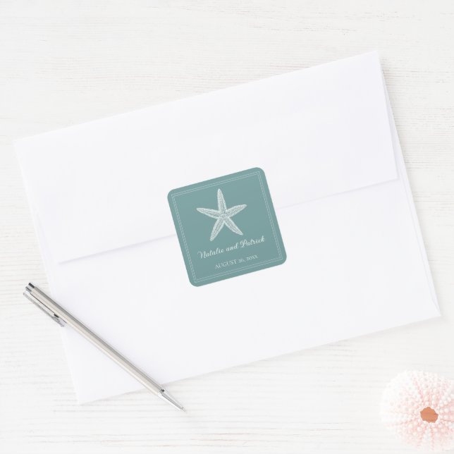 Stickers Mariage turquoise Starfish (Enveloppe)