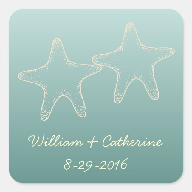 Stickers Mariage turquoise Starfish (Devant)