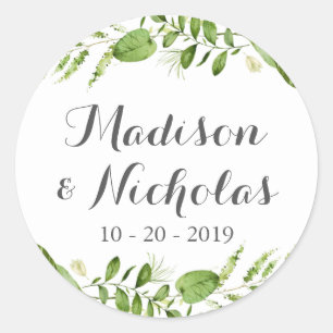 Stickers Mariage Vert Enveloppe Sceau, Verdure