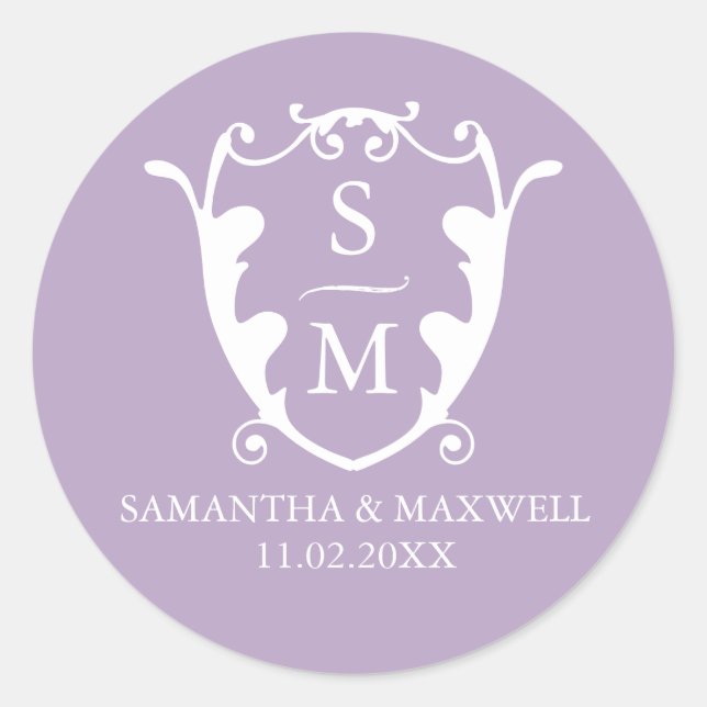 Stickers Mariage violet monogramme (Devant)
