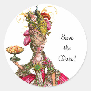 Stickers Marie Antoinette Peacock "Save the Date"