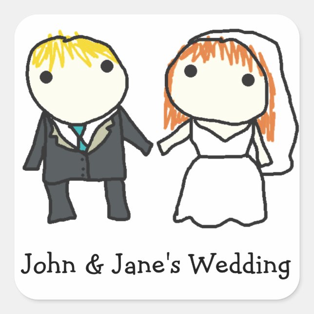 Stickers Mariée et Groom Cartoon Mariage (Devant)