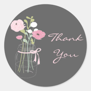 Stickers Mason Gris et Rose Jar Wedding Favor