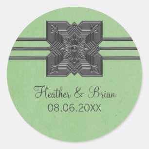 Stickers Médaillon Vert Mariage Frontière