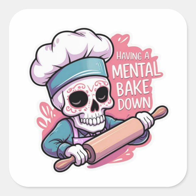 Stickers "Mental Bake Down" Skull Baker - Drôle (Devant)
