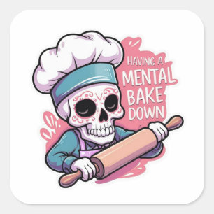 Stickers "Mental Bake Down" Skull Baker - Drôle