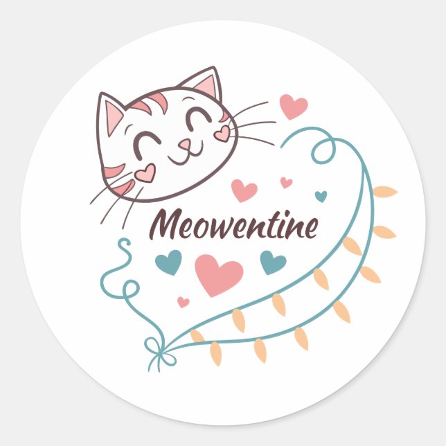 Stickers Meowentine Design pour Amoureux de les ch (Devant)