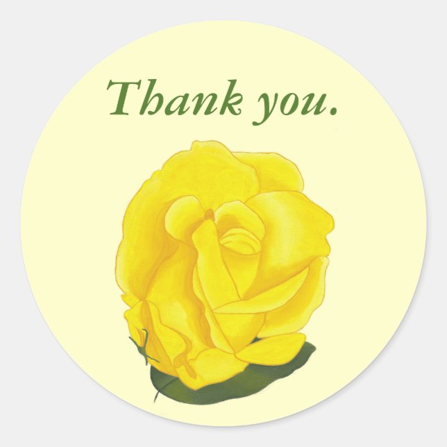 Stickers Merci à fleurs entières de rose jaune (Devant)