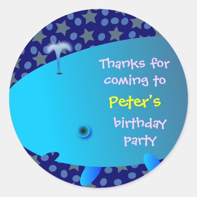 Stickers Merci Anniversaire de enfant : Baleine bl (Devant)