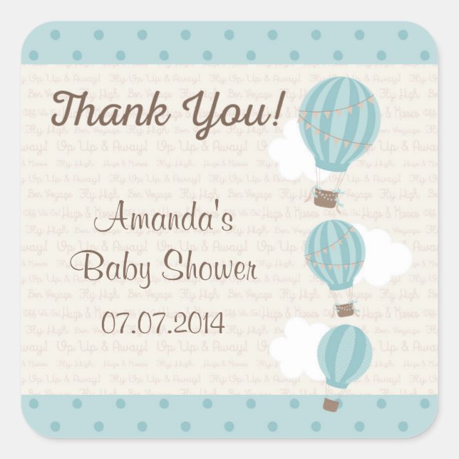 Stickers Merci Baby shower à ballon à air chaud (Devant)
