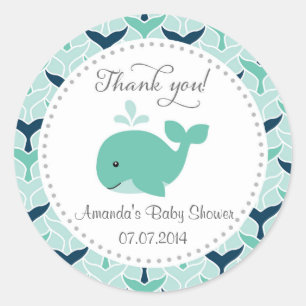 Stickers Merci Baby shower baleine