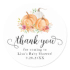 Stickers Merci Baby shower Citrouille Automne