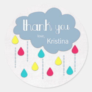 Stickers Merci Baby shower coloré