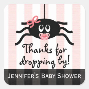 Stickers Merci Baby shower Pink Spider