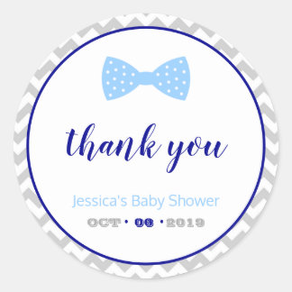 Stickers Merci Baby shower rond - Little Man