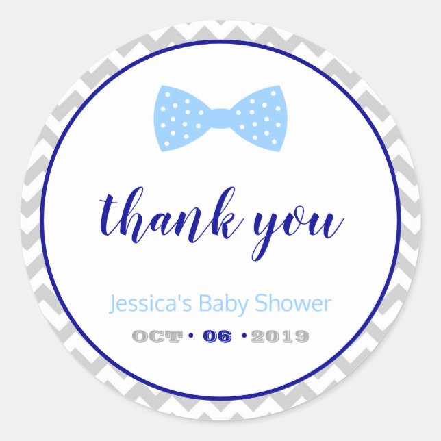Stickers Merci Baby shower rond - Little Man (Devant)