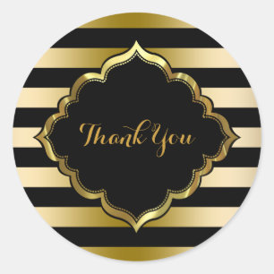 Stickers Merci Black & Gold Stripes