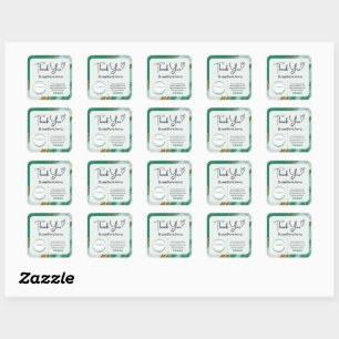 Stickers Merci carré pour affaires - Marbre vert