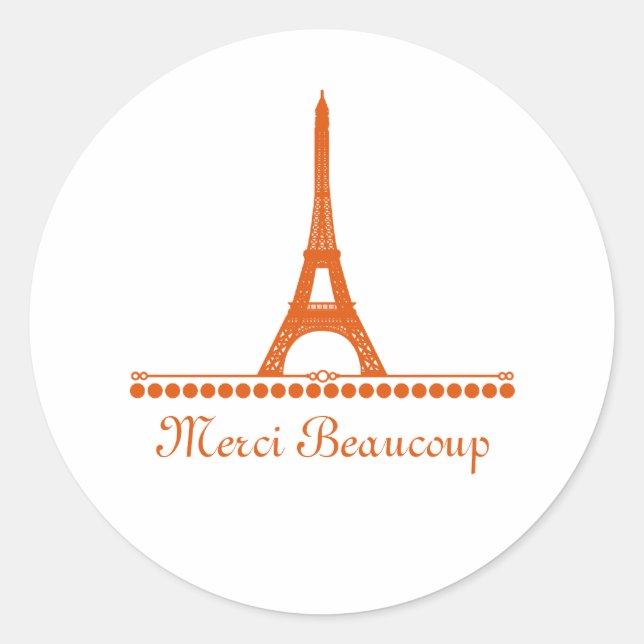 Stickers Merci Chic Parisien, Orange (Devant)