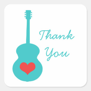 Stickers Merci Coeur Aqua/Red Guitar