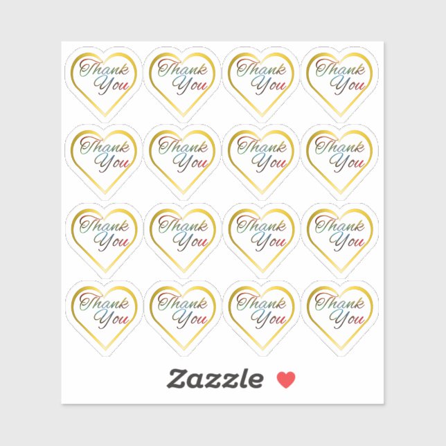 Stickers Merci coeur or transparent (Feuille)
