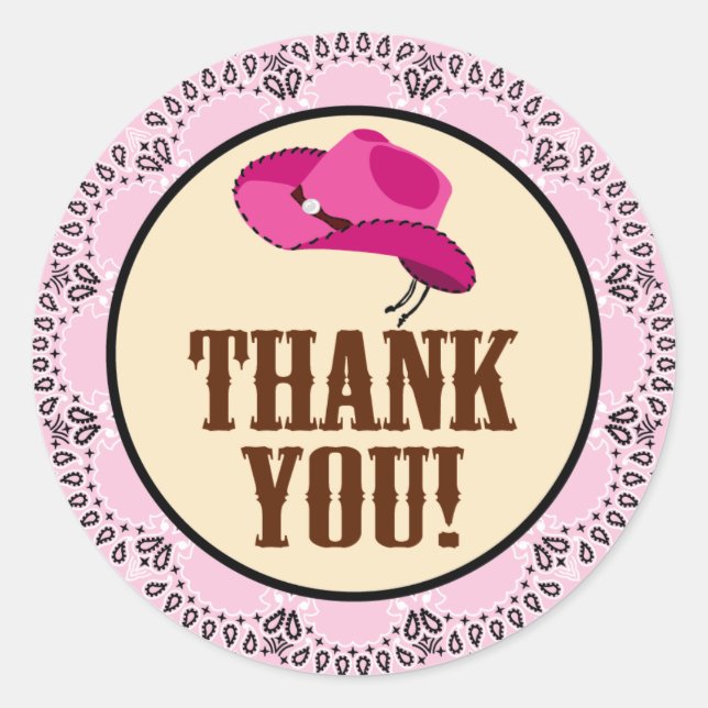 Stickers Merci cowgirl rose (Devant)