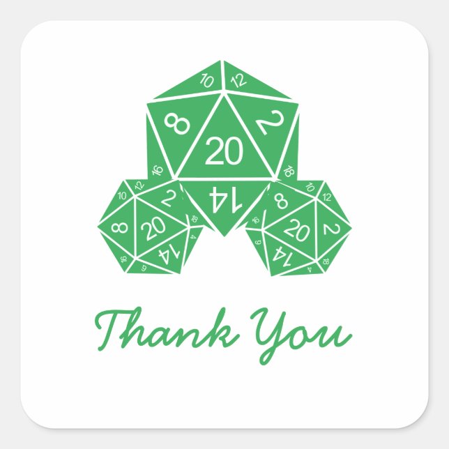 Stickers Merci D20 Dice Vert (Devant)
