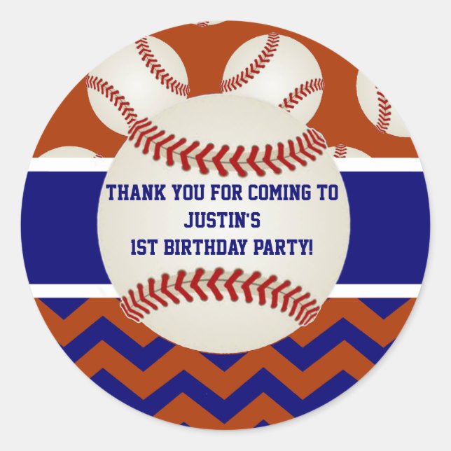 Stickers Merci d'anniversaire de baseball (Devant)