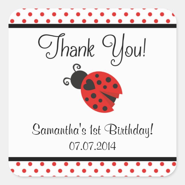 Stickers Merci d'anniversaire de Ladybug (Devant)