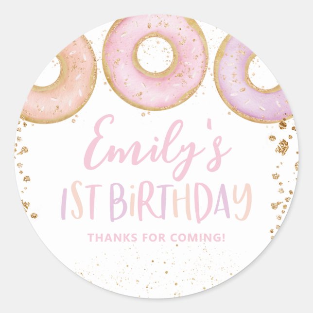 Stickers Merci d'anniversaire Donut 1er anniversai (Devant)