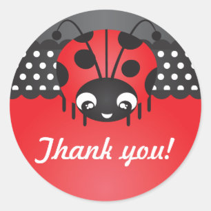 Stickers Merci d'anniversaire Ladybug Polka