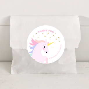 Stickers Merci d'anniversaire rose Unicorne
