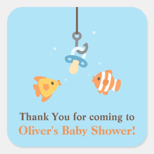 Stickers Merci de Baby shower de pêche à l'appât m (Devant)