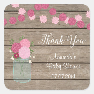Stickers Merci de Baby shower Mason Jar Dahlia