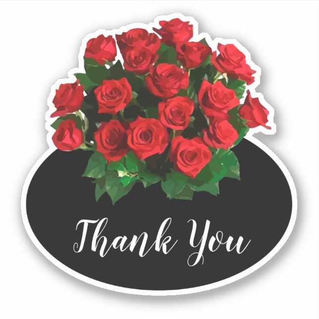 Stickers Merci de bouquet de roses rouges Micromar (Devant)