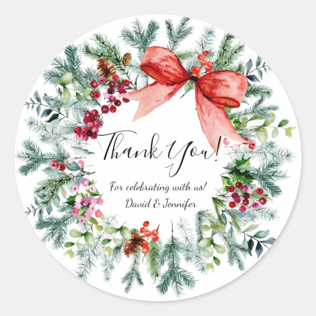 Stickers Merci de couronne de Noël (Devant)