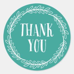 Stickers Merci de couronne verte Turquoise fille
