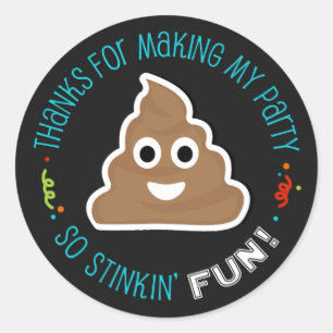 Stickers Merci de fête d'anniversaire Emoji Poop