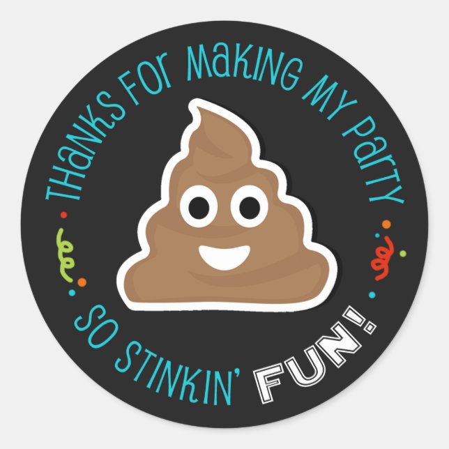 Stickers Merci de fête d'anniversaire Emoji Poop (Devant)