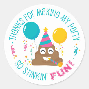 Stickers Merci de fête d'anniversaire Emoji Poop