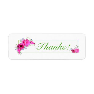 Stickers Merci de fleurs roses - étiquettes