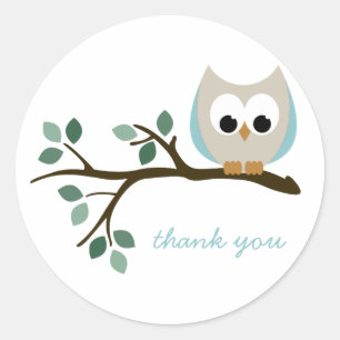 Stickers Merci de hibou bleu