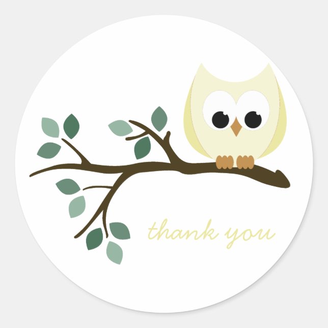 Stickers Merci de hibou jaune (Devant)